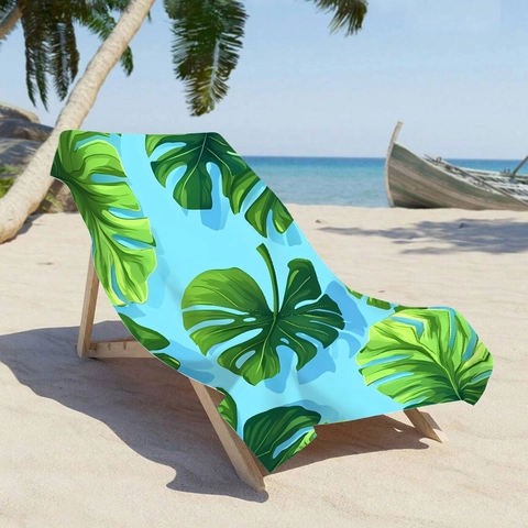 Hawaiian Monstera Leaf Microfiber Quick Dry Beach Towel Large Digital Printed Tropical Plant Soft Bath Towel For Swimming Yoga Travel