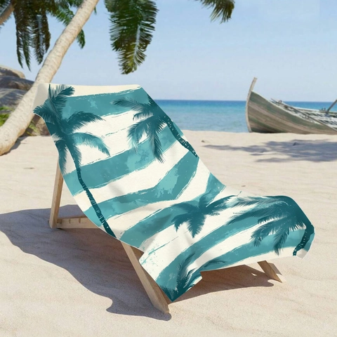 Hawaiian Coconut Tree Printed Beach Towel Microfiber Absorbent Quick Dry Pool Bath Towel Tropical Stripe Large Sports Towel