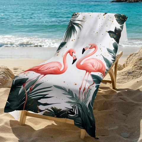 Tropical Flamingo Microfiber Digital Print Beach Towel Quick Dry Absorbent Large Bath Towel For Swimming Travel Sports