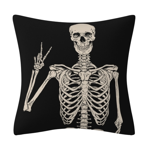 Halloween Tag Der Toten Skelett Deko Kissenbezug Schwarz Gotisch Sofa Kissenhülle Für Zuhause Party Dekoration