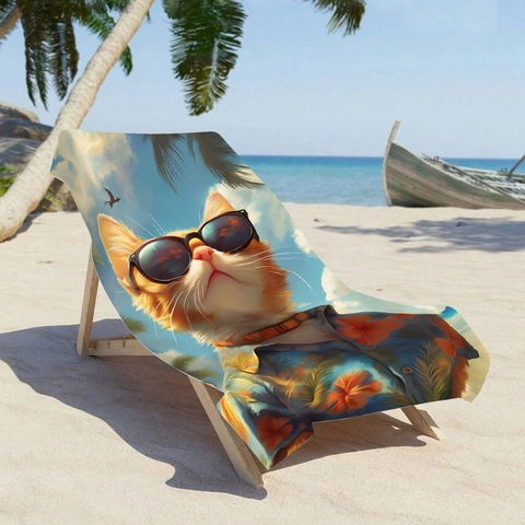 Lustiges Sonnenbrille Orange Katze Mikrofaser Strandtuch Schnelltrocknend Saugfähig Großes Badetuch Für Schwimmen Urlaub