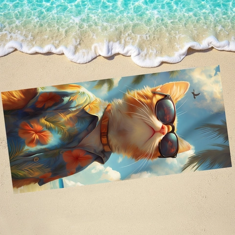 Lustiges Sonnenbrille Orange Katze Mikrofaser Strandtuch Schnelltrocknend Saugfähig Großes Badetuch Für Schwimmen Urlaub