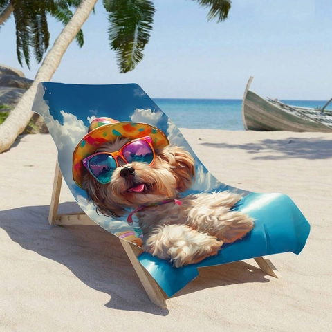 Mikrofaser Strandtuch Cool Sonnenbrille Hund Muster Digitaldruck Saugfähig Schnelltrocknend Badetuch Für Schwimmen Sommer Urlaub
