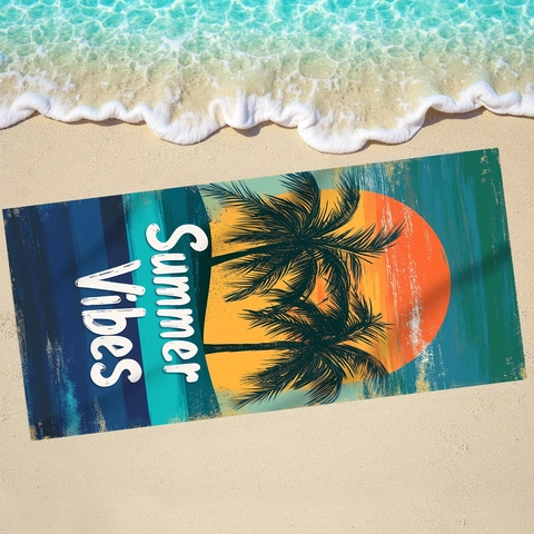 Microfiber Beach Towel Sunset Palm Tree Tropical Printed Sand Free Large Bath Towel For Swimming Travel Yoga Summer Vibes