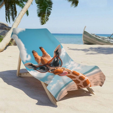 Lustige Girafe Mit Sonnenbrille Bedrucktes Mikrofaser Strandtuch Schnelltrocknend Saugfähiges Badetuch Für Schwimmen Reisen