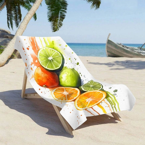 Microfiber Printed Beach Towel Quick Dry Summer Citrus Fruit Pattern Bath Towel Absorbent Travel Sport Towel Pool Party