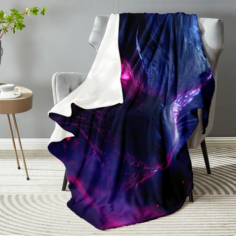 Neon Black Panther Flannel Blanket Double-Sided Fleece Digital Print Soft Throw Blanket For Sofa Bed Office Couch Home Decor