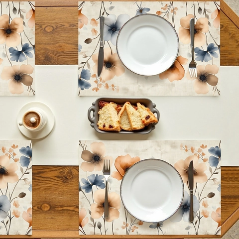 Tovagliette con Fiori ad Acquerello Resistenti al Calore Lavabili in Poliestere per Tavolo da Pranzo Decorazione Casa Festa Motivo Floreale