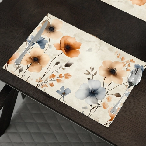 Tovagliette con Fiori ad Acquerello Resistenti al Calore Lavabili in Poliestere per Tavolo da Pranzo Decorazione Casa Festa Motivo Floreale