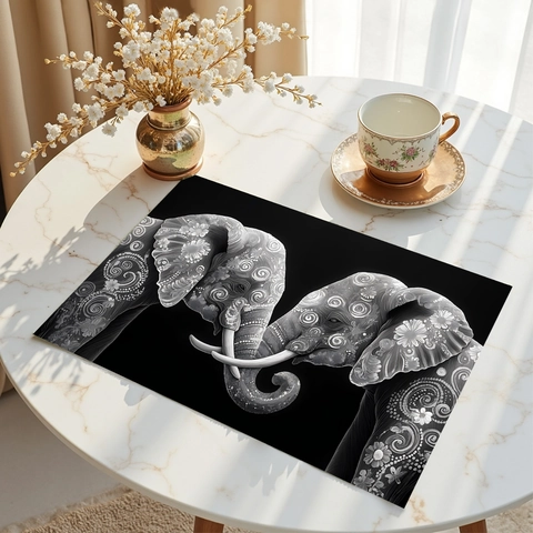 Bohemian Mandala Olifant Placemats Hittebestendig Wasbaar Polyester Eettafel Matten Voor Huis Keuken Restaurant Decoratie
