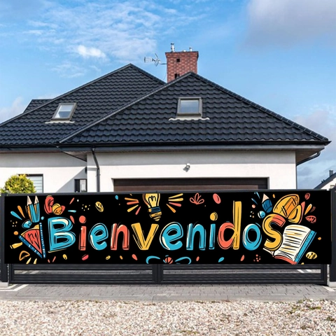 Bienvenidos Back To School Banner Welcome Sign For Classroom Party Decoration Large Polyester Fabric Educational Theme Wall Hanging Flag Academic Style Decor