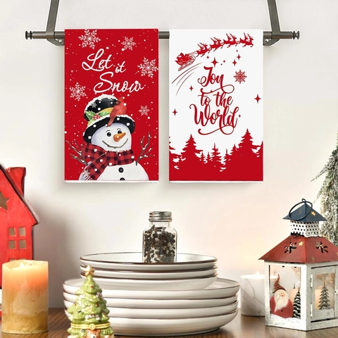 Toallas de Mano de Navidad para Cocina Baño Poliéster Suave Absorbente Copo de Nieve Reno Árbol Estampado Decoración Hogar