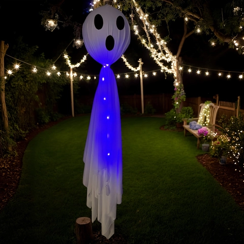 Halloween Geist Hängedekoration Mit LED-Lichtern Gruselig Weiß Schwebender Geist Für Outdoor Hof Party Home Dekor Requisite