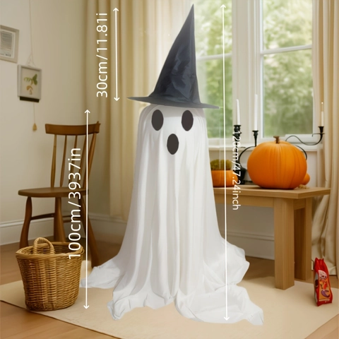 Halloween Stehende Leuchtende Geist Ornament Mit Hexenhut Satin Leuchten Geist Für Innen Party Zuhause Festliche Dekoration