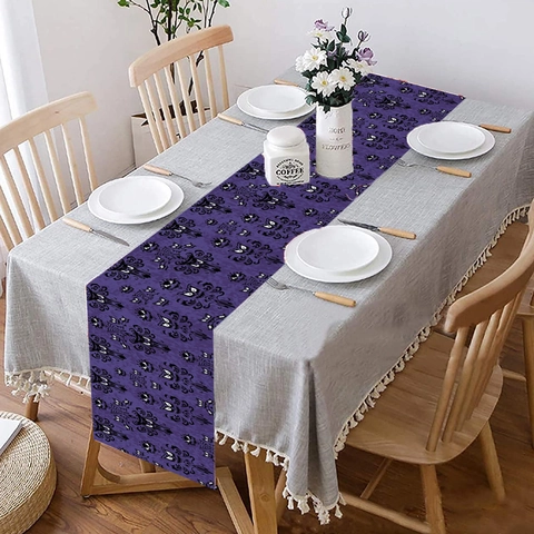 Halloween Runner da Tavola Viola Gotico Pipistrello Mostro Occhio Motivo Poliestere Decorazione per Tavolo Festa Ristorante Casa