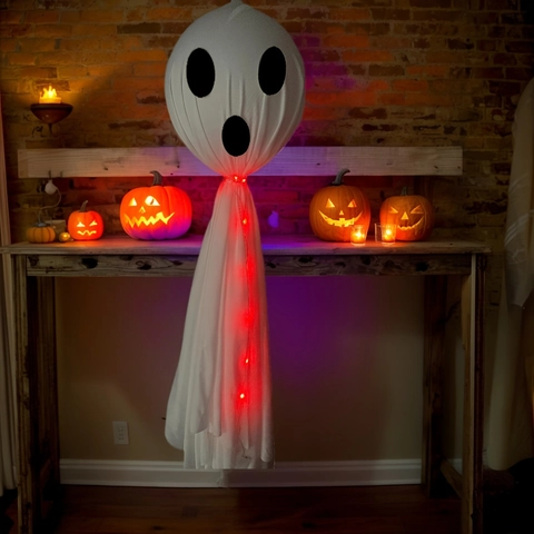 Halloween Geist Hängedekoration Mit LED-Lichtern Gruselig Weiß Schwebender Geist Für Outdoor Hof Party Home Dekor Requisite