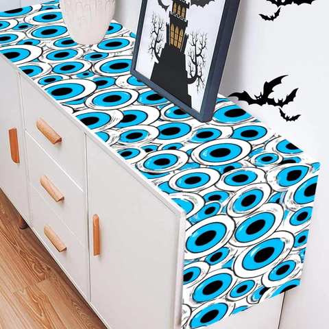 Boze Oog Nazar Patroon Tafelloper Polyester Stof Voor Halloween Feest Eetkamer Keuken Huis Decoratieve Tafelsjaal