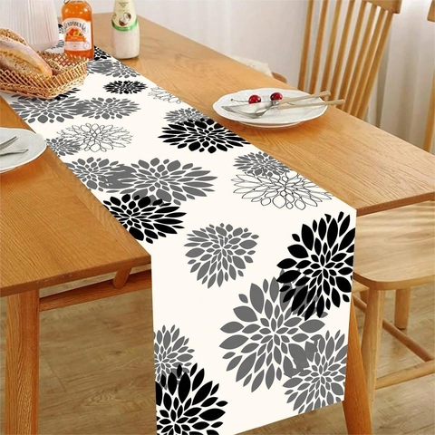 Modern Floral Butterfly Table Runner Polyester Printed Decor For Wedding Bridal Shower Holiday Party Home Table Decoration