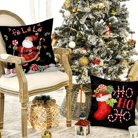 Santa Claus Bedruckte Dekorative Kissenbezüge Polyester Holiday Kissenhüllen Für Zuhause Wohnzimmer Weihnachten Party Deko