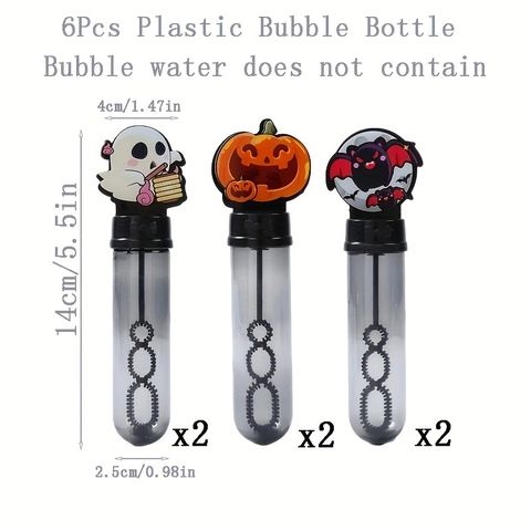 Halloween Cartoon Ghost Pumpkin Bat Bubble Wand Tubes Plastic Spooky Festive Party Favors Decorative Toys Without Liquid