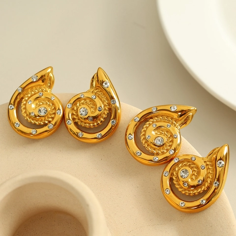 Vintage Edelstahl Ozean Thema Ohrringe Für Damen Vergoldet Meeresschnecke Seestern Künstliche Perle Strass Schmuck