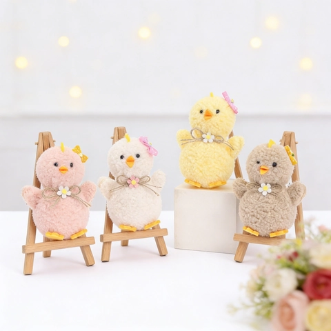 Easter Decorations Cute Plush Chick Hanging Ornaments Lambswool Texture Spring Party Props Colorful Animal Home Decor Gift