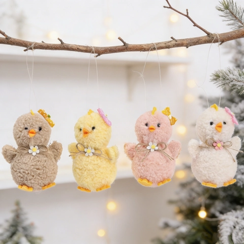 Pulcino di Peluche Pasquale Ornamento per Festa Decorazione Appesa Morbido Pollo Rosa Giallo Bianco Marrone Regalo