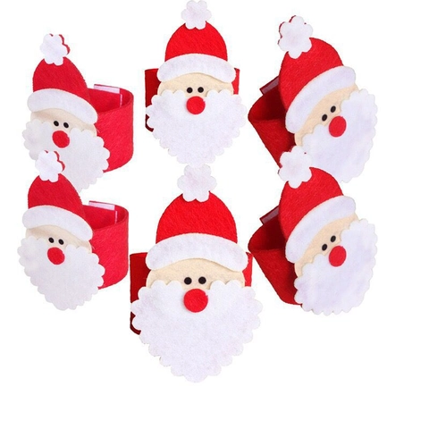 Kerstman Niet-Geweven Stof Servetring 3D Kerst Tafeldecoratie Voor Hotel Restaurant Huis Feest Decor Rood Wit