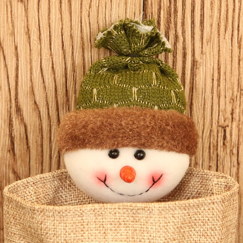 Christmas Drawstring Gift Bag 3D Santa Snowman Reindeer Linen Candy Bag Holiday Party Decor Kids Apple Pouch Printed Sack
