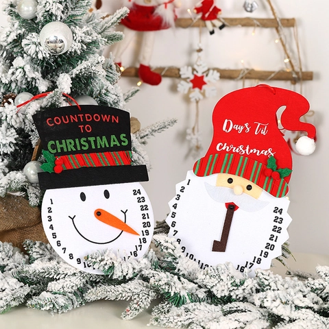 Christmas Countdown Calendar Non-woven Fabric Santa Claus Snowman Wall Hanging Advent Calendar Home Festival Party Decorations