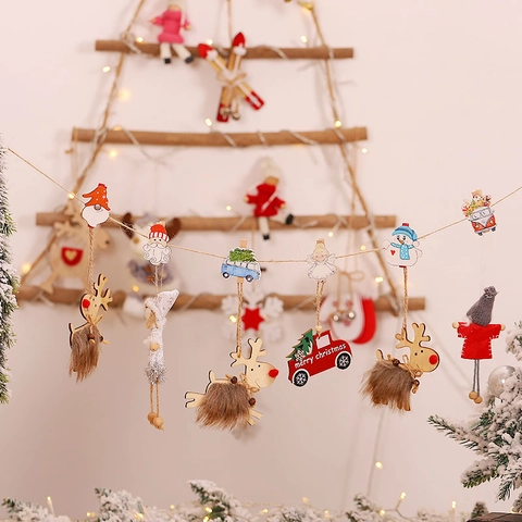 Christmas Wood Clips Cartoon Santa Snowman Gnome Pattern Photo Memo Holders Festive Holiday Home Decoration Desktop Clip