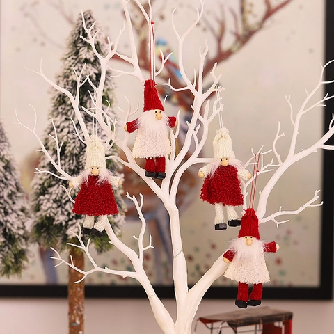 Ciondoli Bambola Angelo Gnomi di Natale Decorazioni in Legno Tessuto a Maglia Ornamenti Appesi per Albero Finestra Casa Box