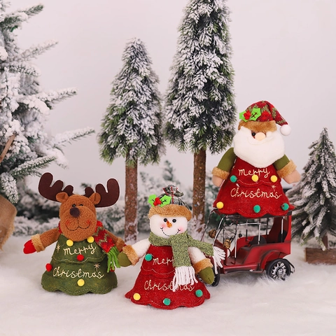 Weihnachtsdekoration Bestickt Cartoon Baumform Geschenktüte Mit Reißverschluss Weihnachtsmann Schneemann Rentier Plüsch Süßigkeiten Apfelbeutel Für Feiertagsparty Heimdekoration