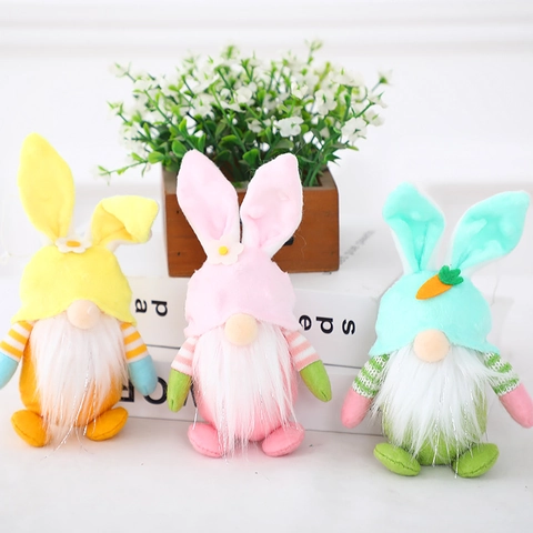 Pendenti di Peluche di Gnomo di Pasqua Bambola di Nano Senza Volto Con Carota Margherita Per Decorazione Casa Festa Ornamenti Appesi