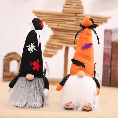 Gnomo di Halloween in Peluche Con Luce LED Bambola Senza Volto Zucca Pipistrello Ragno Decorazione Ornamento da Scrivania per Casa
