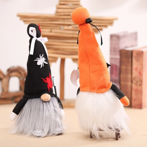 Gnomo di Halloween in Peluche Con Luce LED Bambola Senza Volto Zucca Pipistrello Ragno Decorazione Ornamento da Scrivania per Casa