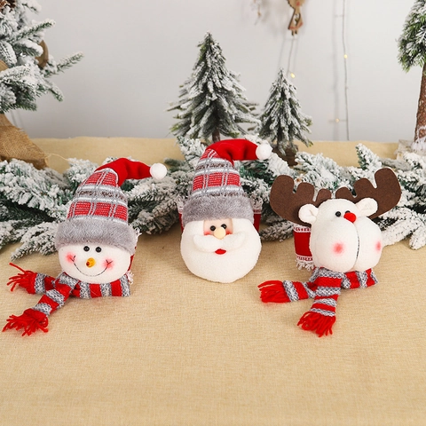 Christmas Fabric Curtain Tiebacks Santa Claus Snowman Reindeer Plush Curtain Hooks Xmas Window Decorations For Home Holiday Party Decor