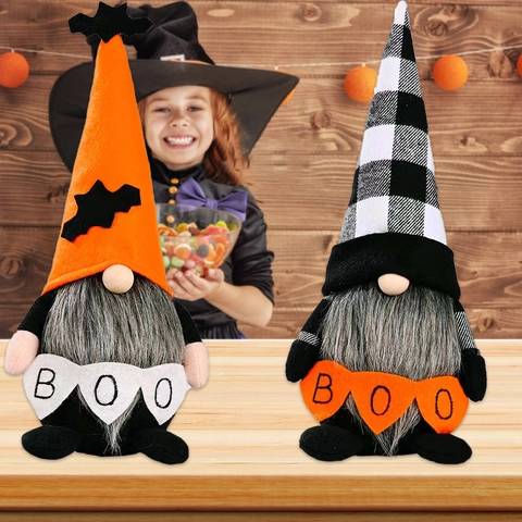 Gnomo di Halloween Bambola di Peluche Rudolph Senza Volto Con Bandiere Boo Pipistrello Cappello a Scacchi Decorazione Casa