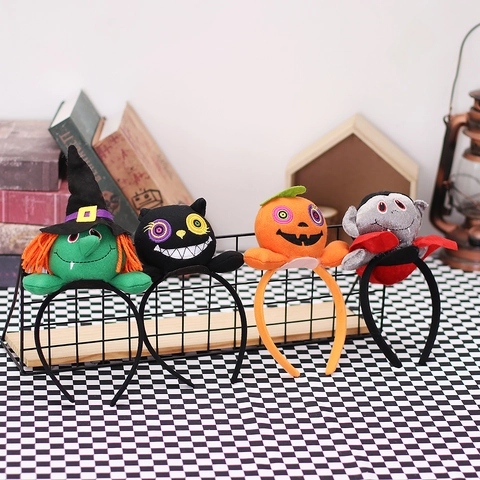 Halloween Cartoon Plüsch Haarreif Hexe Kürbis Vampir Schwarze Katze Stile Party Haarschmuck Für Festival Kostüm Requisiten