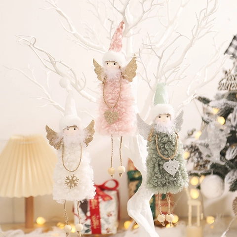 Angelo di Natale Pendaglio Peluche Sherpa Gambe Lunghe Fata Angelo Ornamento per Albero di Natale Decorazione Domestica