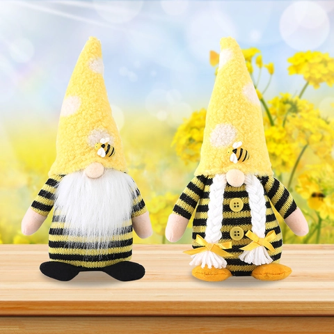 Poupée en Peluche Gnome Abeille Décoration de Fête des Récoltes Tomte Nisse Rudolph Ornement pour Table de Maison Fête
