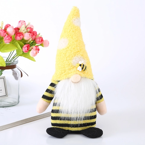 Poupée en Peluche Gnome Abeille Décoration de Fête des Récoltes Tomte Nisse Rudolph Ornement pour Table de Maison Fête