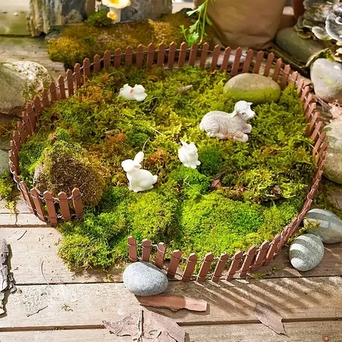 Mini Clôture de Jardin en Bois pour Décoration DIY Micro Paysage Clôture en Bois Flexible Style Pastoral Décoration Maison