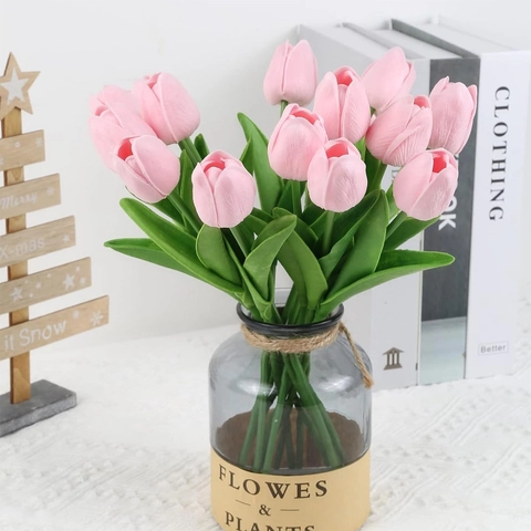 Realistische Mini Kunsttulpen Bloemen PU Plastic Nep Bloemen Voor Huis Decoratie Bruiloft Feest Kantoor Bureau Arrangement