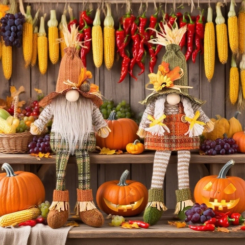 Harvest Festival Gnome Πλούσια Διακόσμηση Χειροποίητο Φθινόπωρο Φύλλο Σφενδάμου Ηλιοτρόπιο Μακριά Πόδια Κούκλα Για Την Ημέρα Των Ευχαριστιών