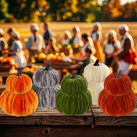 Ornements de Citrouille en Tissu de Velours Simulation Action de Grâce Citrouilles Décoratives d'Halloween Décor de Table
