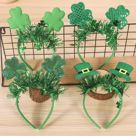 Plastik Stoff Lametta Grün Kleeblatt Haarreif Für St Patricks Day Irisches Festival Party Dekoration Für Unisex Zubehör