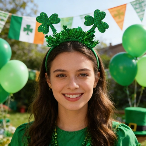 Plastik Stoff Lametta Grün Kleeblatt Haarreif Für St Patricks Day Irisches Festival Party Dekoration Für Unisex Zubehör
