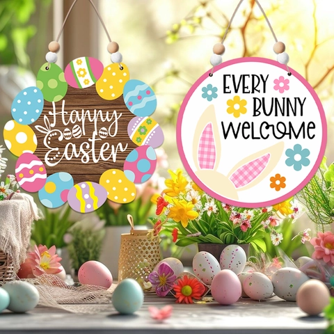 Hölzerne Osterhängedekoration Hase LKW Schild Happy Easter Every Bunny Welcome Haustür Wand Deko Festival Geschenk