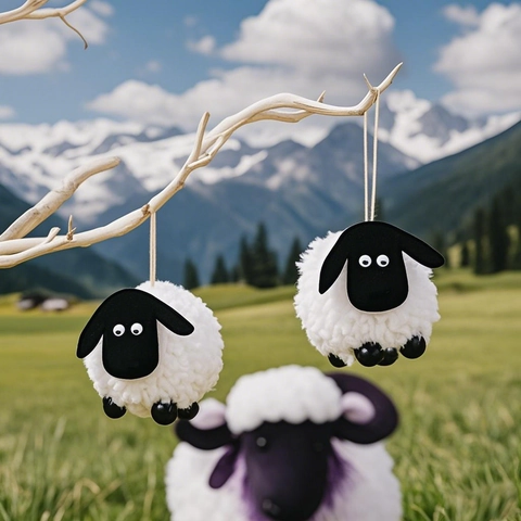 Adorable Plush Sheep Hanging Ornament Lamb Pendant For Window Display DIY Bag Keychain Eid Al-Adha Christmas Party Decor Gift